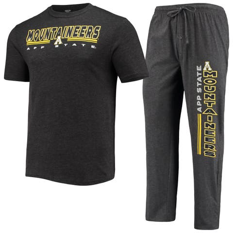 Men's Concepts Sport Heathered Charcoal/Black Appalachian State Mountaineers Meter T-Shirt & Pants Sleep Set