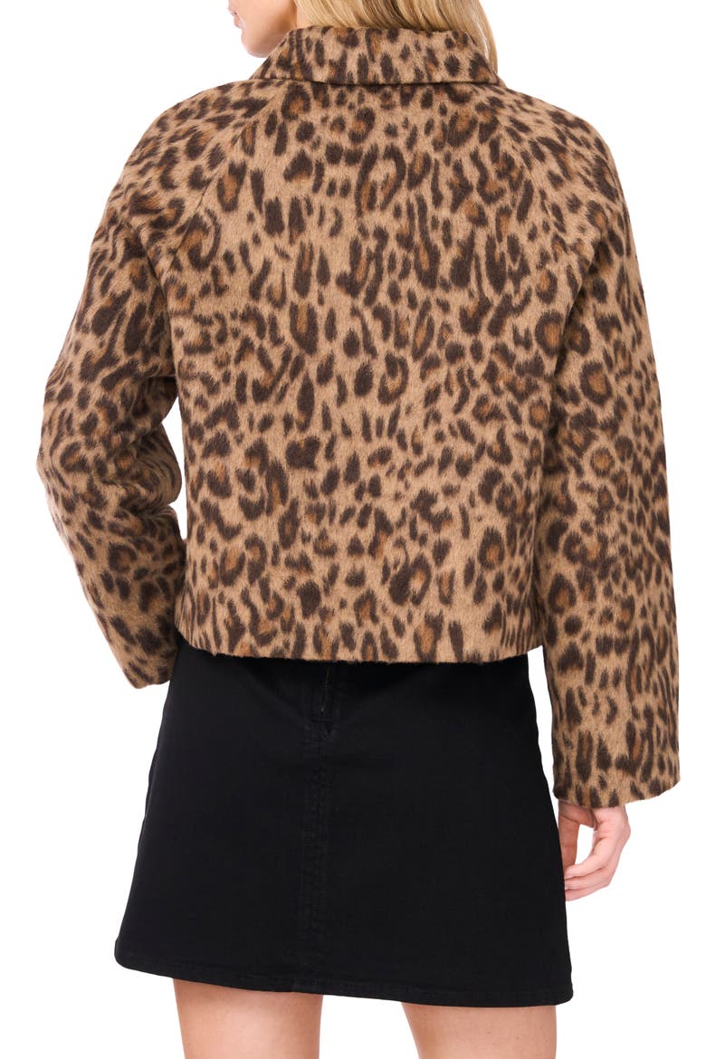 Leoprad Print Brushed Button Front Jacket, Alternate, color, RICH TAUPE