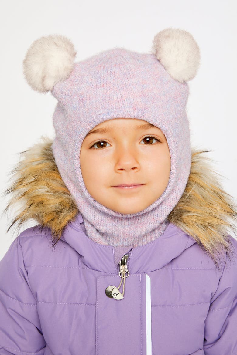 Girl Knit Bear Ears Fleece Lined Balaclava, Alternate, color, Lavender