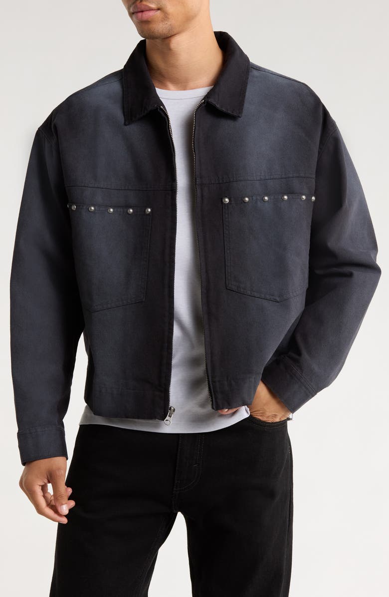 PacSun Bonnie Stud Detail Cotton Jacket, Main, color, Black
