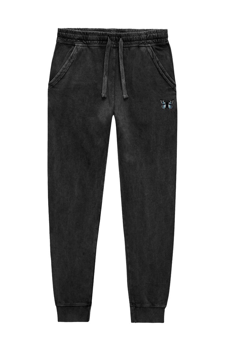 Dalix Womens Butterfly Midweight Fleece Washed Jogger Pant, Main, color, Black