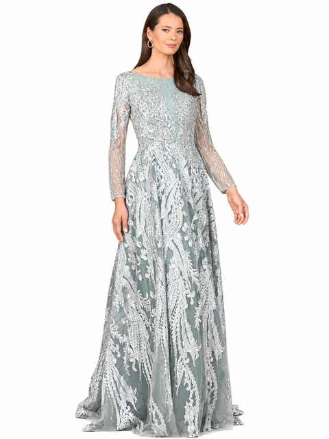 Long Sleeve, Modest Beaded Gown