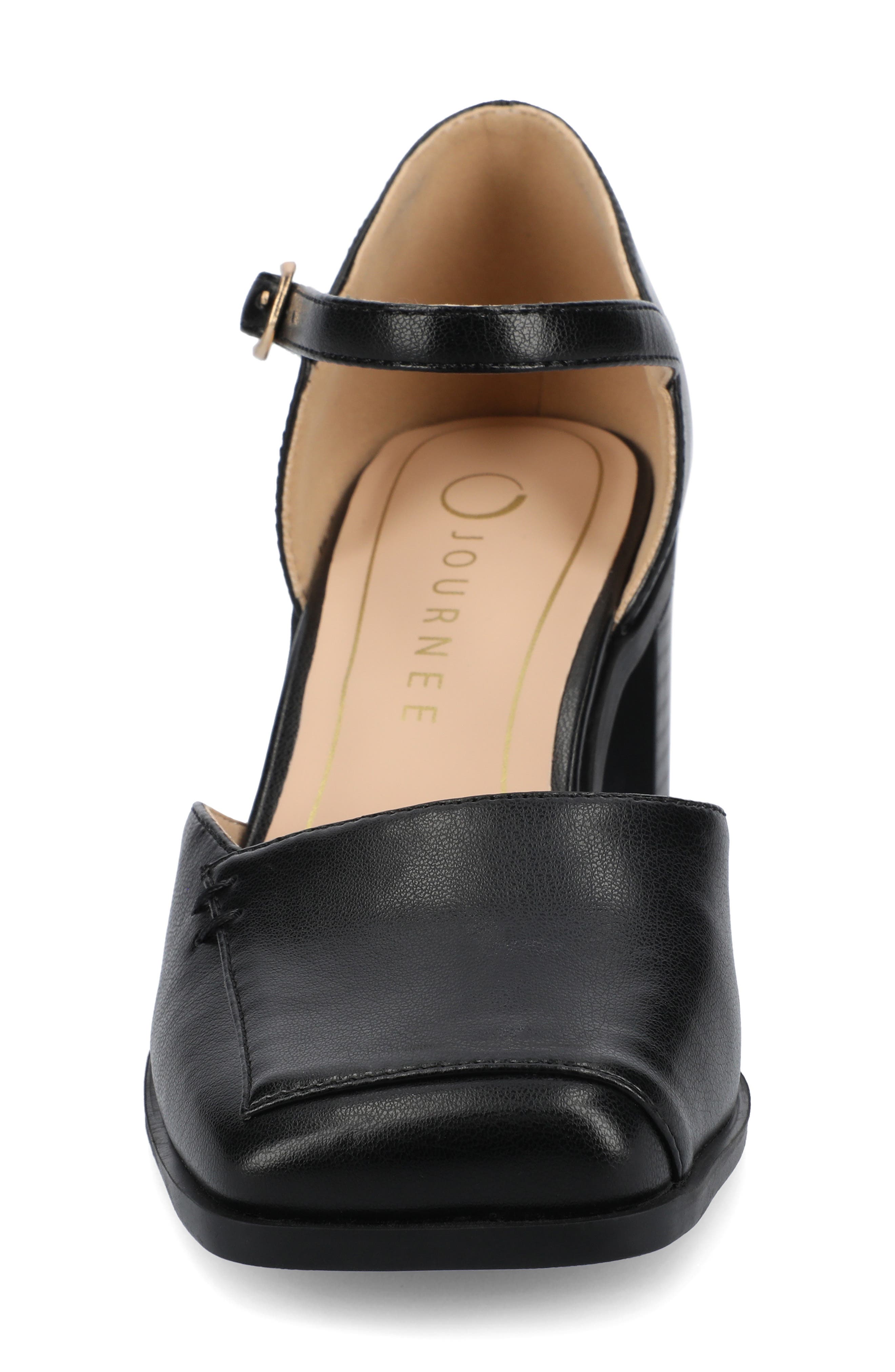 Journee Collection Evangeline Block Heel Pump, Alternate, color, Black Pu