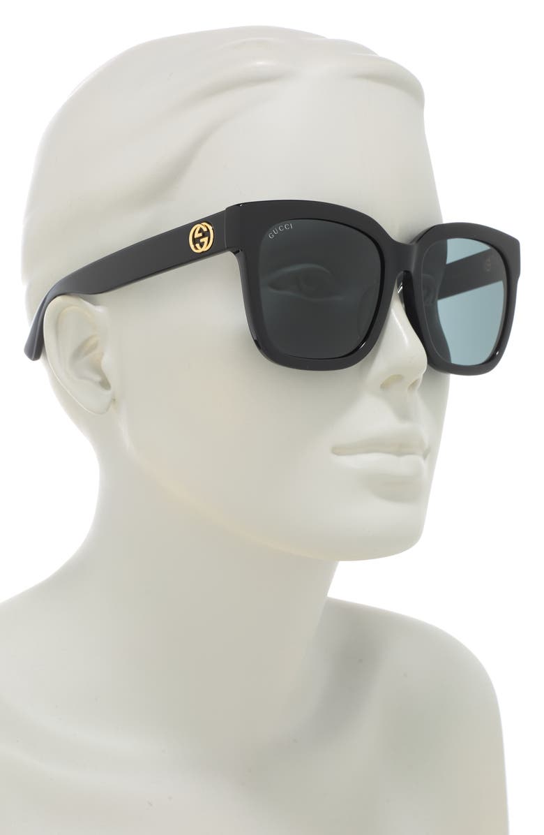 Gucci 54mm Square Sunglasses, Alternate, color, Black Black Grey