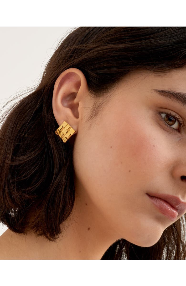 Katie Loxton Taya Waterproof Gold Woven Oversized Stud Earrings, Alternate, color, Gold