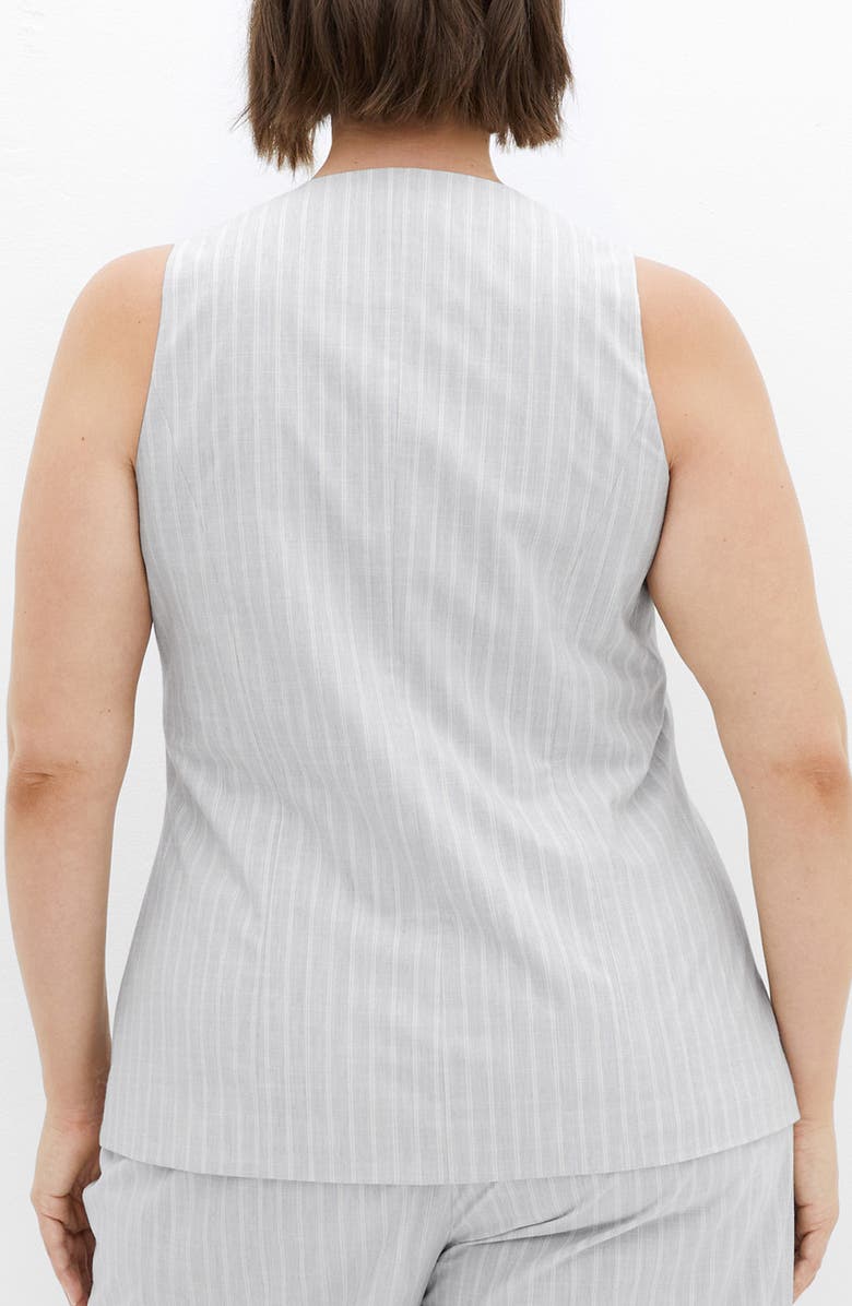 City Chic Jaz Stripe Cutaway Vest, Alternate, color, Silver Stripe