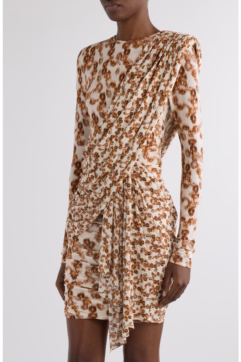 Georgia Floral Long Sleeve Jersey Minidress, Alternate, color, OCHRE