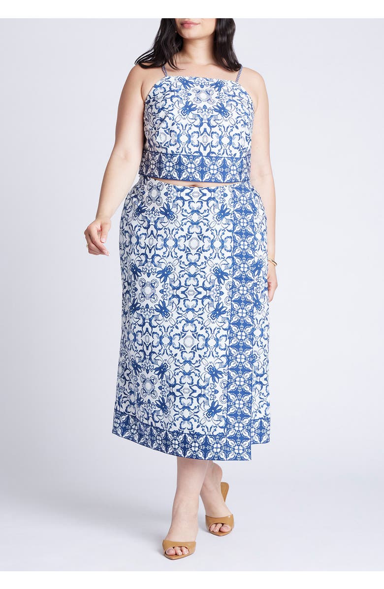 ELOQUII Printed Cropped Tank Top, Alternate, color, Azulejo