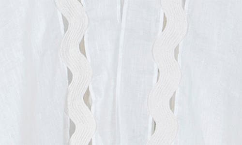 Allsaints Clarissa Logo Trim Rickrack Linen Blend Ruana In White