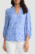 KASPER Burnout Floral Woven Shirt