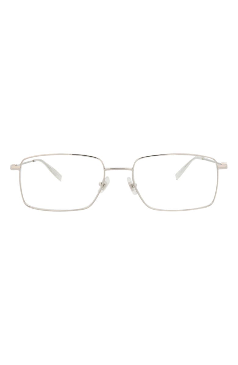 Montblanc 57mm Square Optical Glasses, Main, color, Silver Transparent