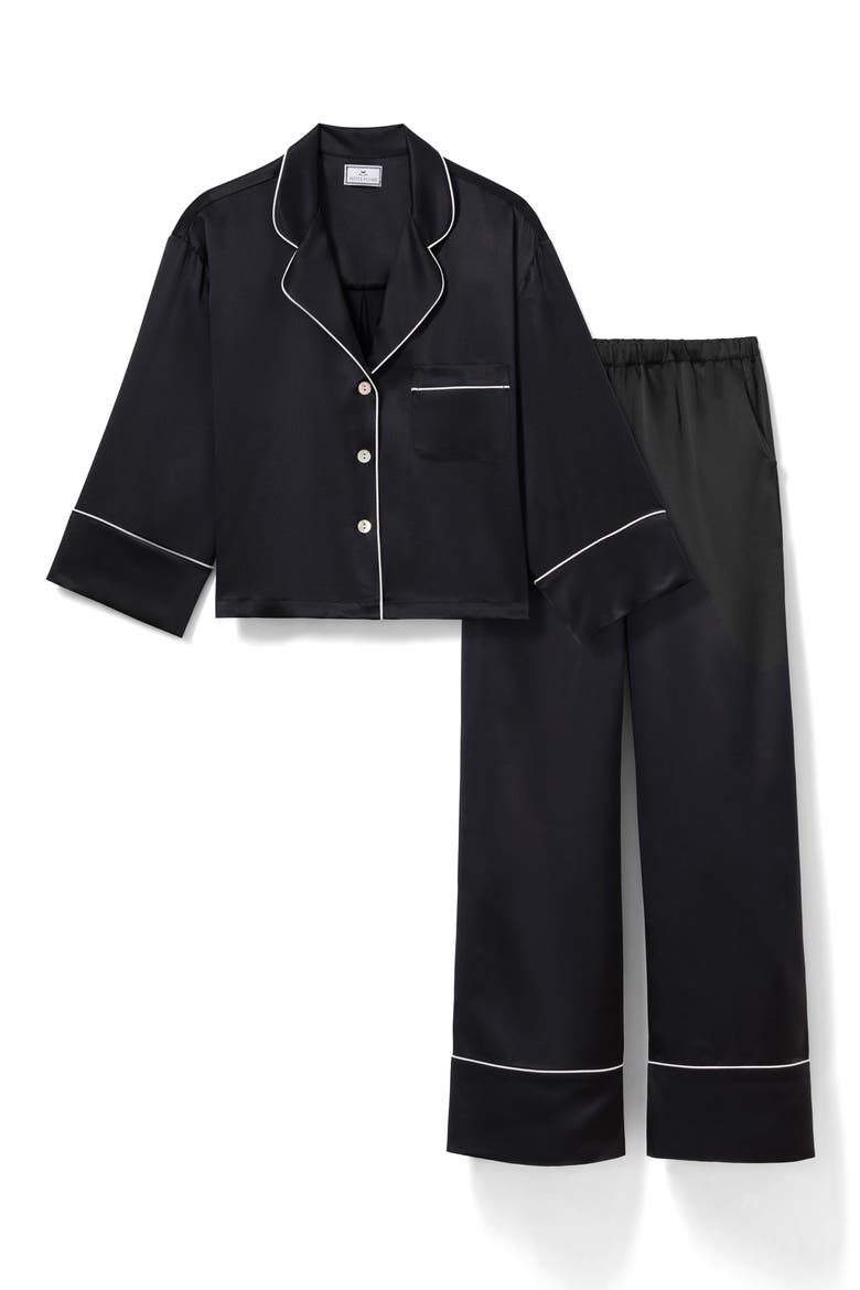 Celine Silk Pajama Set, Alternate, color, BLACK