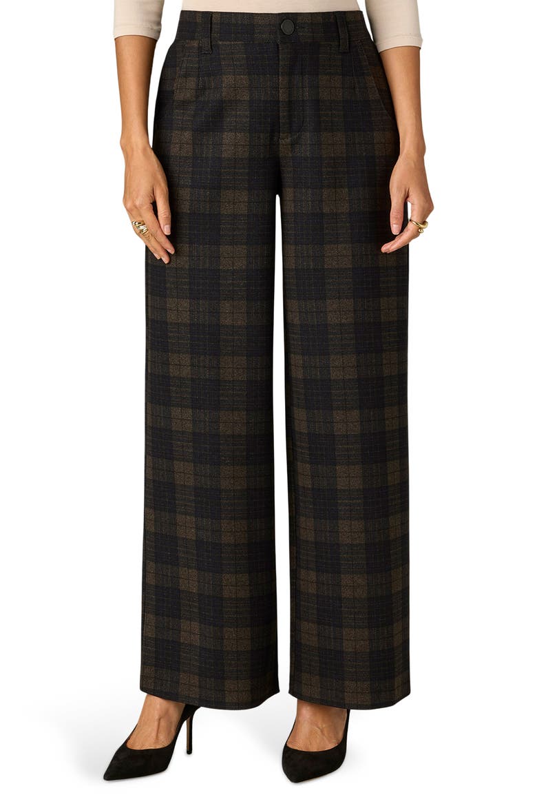 Whitney Skyrise Plaid Wide Leg Trousers, Main, color, NAVY GINGER SNAP MULTI