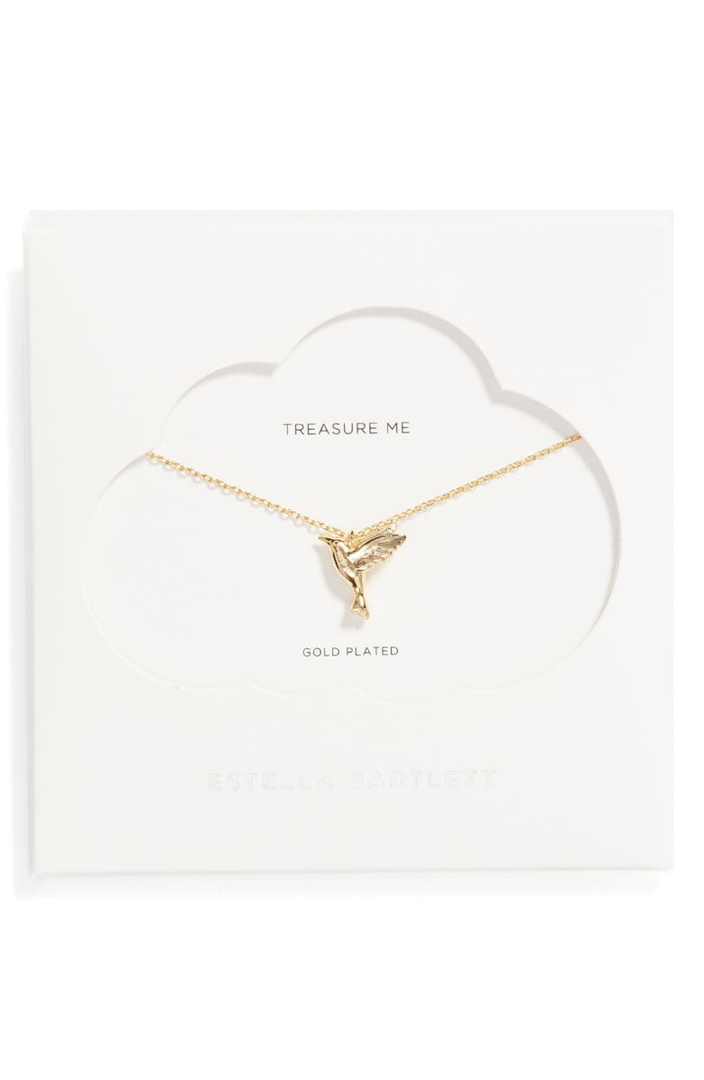 Estella Bartlett Hummingbird Pendant Necklace, Main, color, Gold
