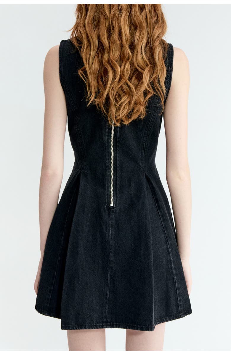 H&M Flared-skirt Denim Dress, Alternate, color, Washed Black