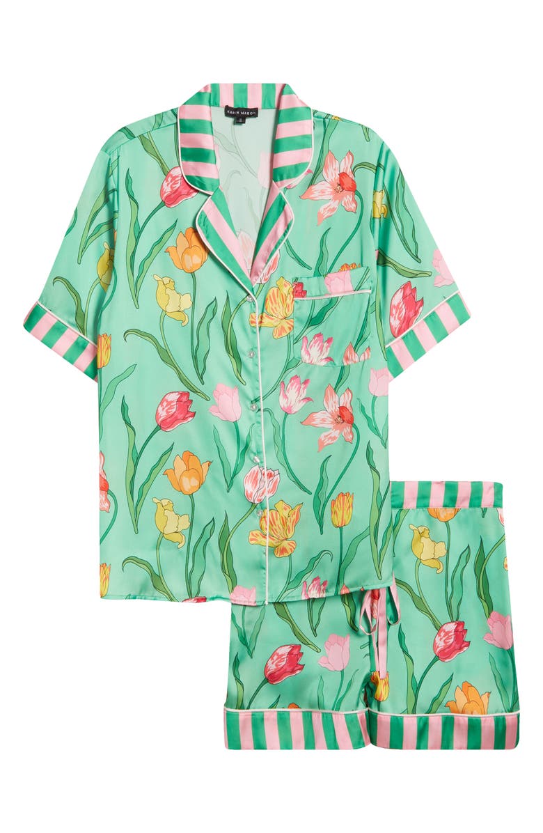 Karen Mabon Tulips Satin Short Pajamas, Alternate, color,
