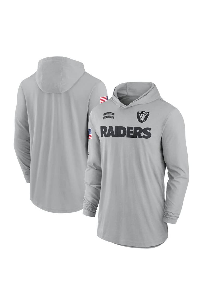 Men's Nike Gray Las Vegas Raiders 2024 Salute to Service Lightweight Performance Long Sleeve Hooded T-Shirt, Alternate, color, Gray