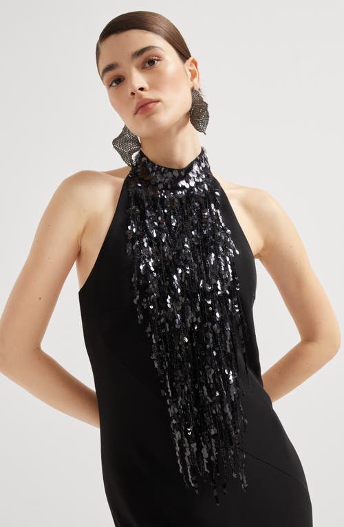 Brunello Cucinelli Sequin-embellished Halterneck Dress In Black