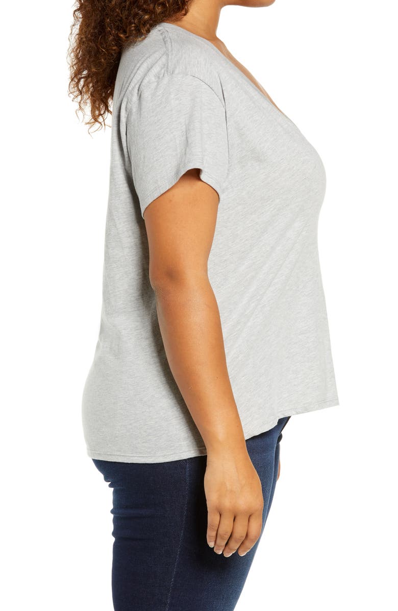 Good American Cotton V-Neck T-Shirt, Alternate, color,