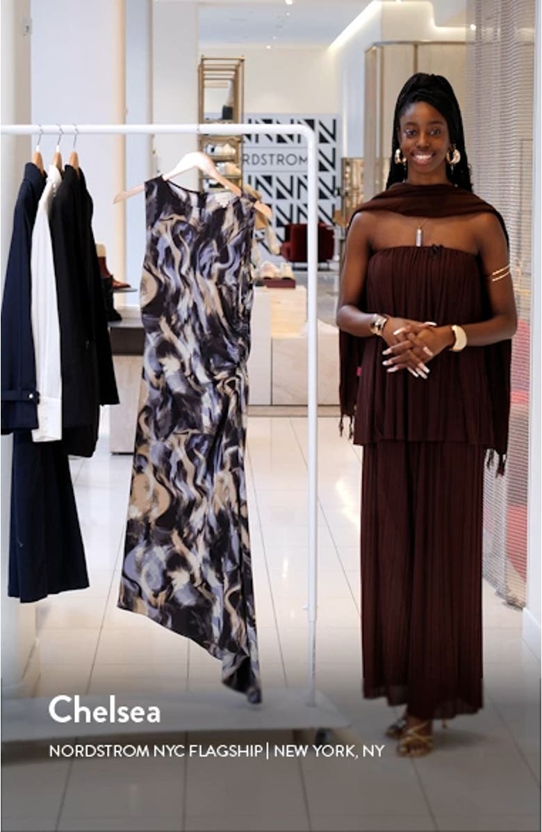 Sylan Print Sleeveless Asymmetric Midi Dress, sales video thumbnail