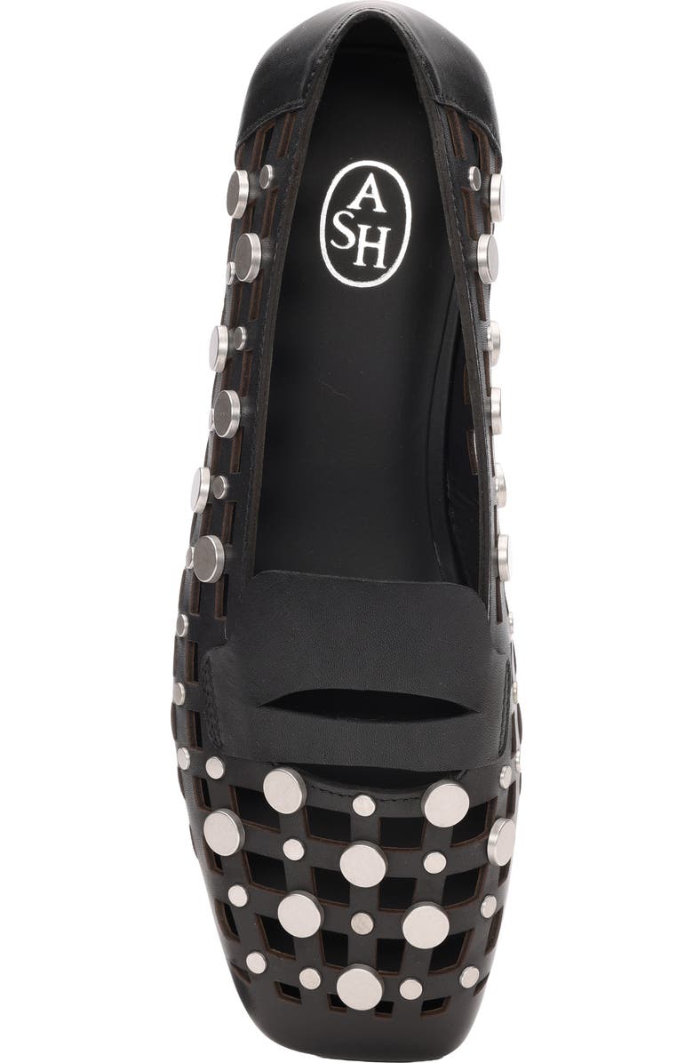 Ash Bali Studded Cutout Loafer, Alternate, color, Black