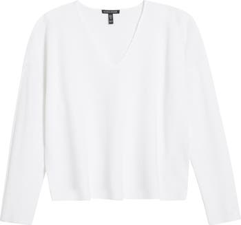(取寄) アイリーン フィッシャー レディース V-ネック セーター Eileen Fisher women V-Neck Sweater White Organic Cotton Chenille V-Neck Top | EILEEN FISHER
