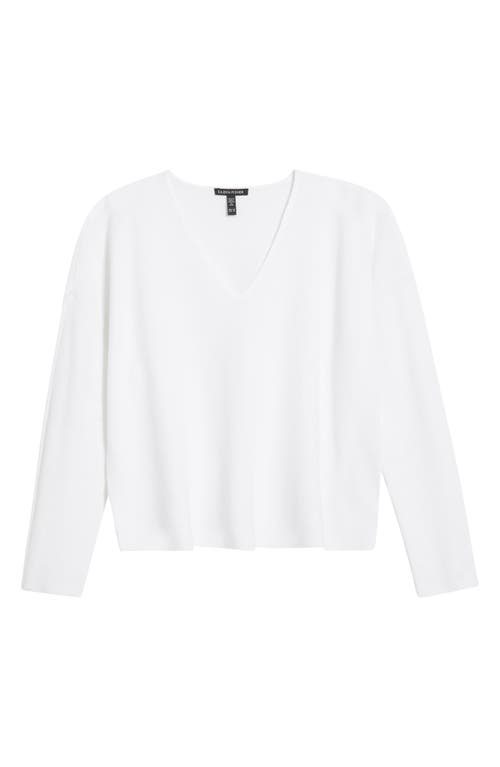Eileen Fisher Organic Linen & Organic Cotton V-neck Sweater In White