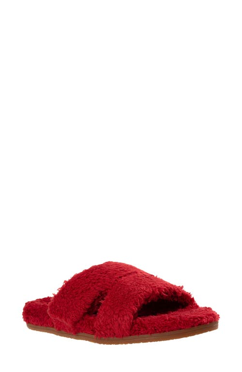 Revitalign Callie High Pile Fleece Slide Slipper In Red