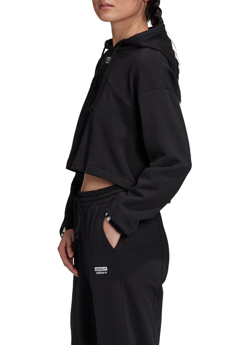 R.Y.V. Cropped French Terry Hoodie, Alternate, color, BLACK