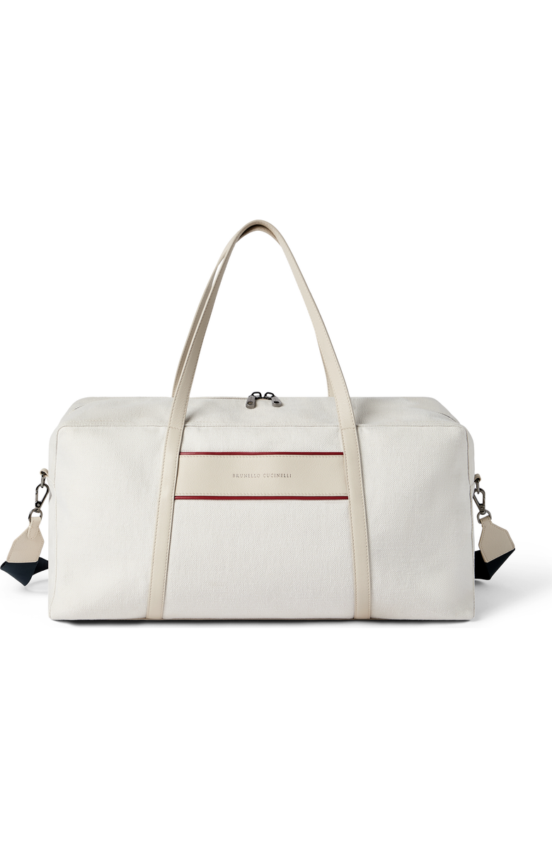 Brunello Cucinelli Canvas bag with logo, Main, color, Silver