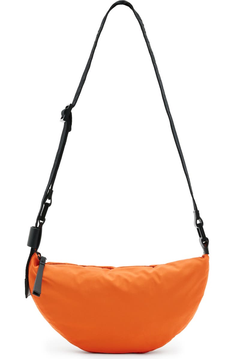 AllSaints Half Moon Recycled Polyester Crossbody Bag, Main, color,