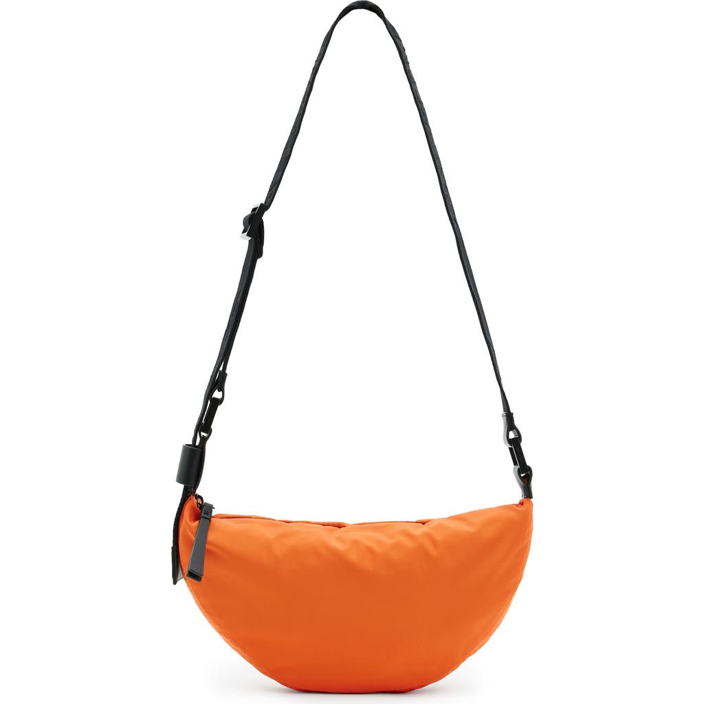 Allsaints Half Moon Recycled Crossbody Bag In Pyrrole Orange