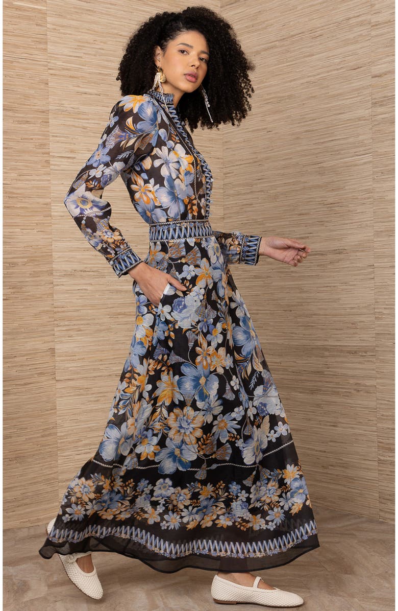 Hale Bob Quitterie Linen Organza Skirt, Alternate, color, Black