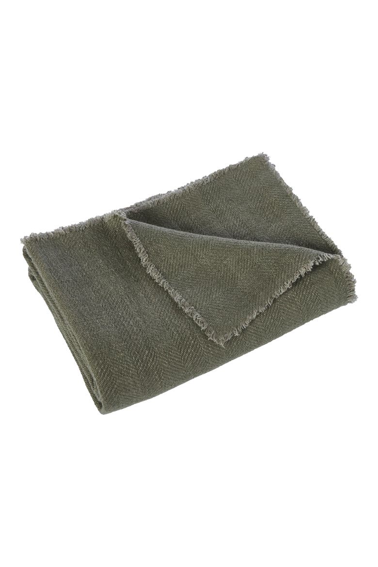 Vernier Linen Throw Blanket, Main, color, OLIVE