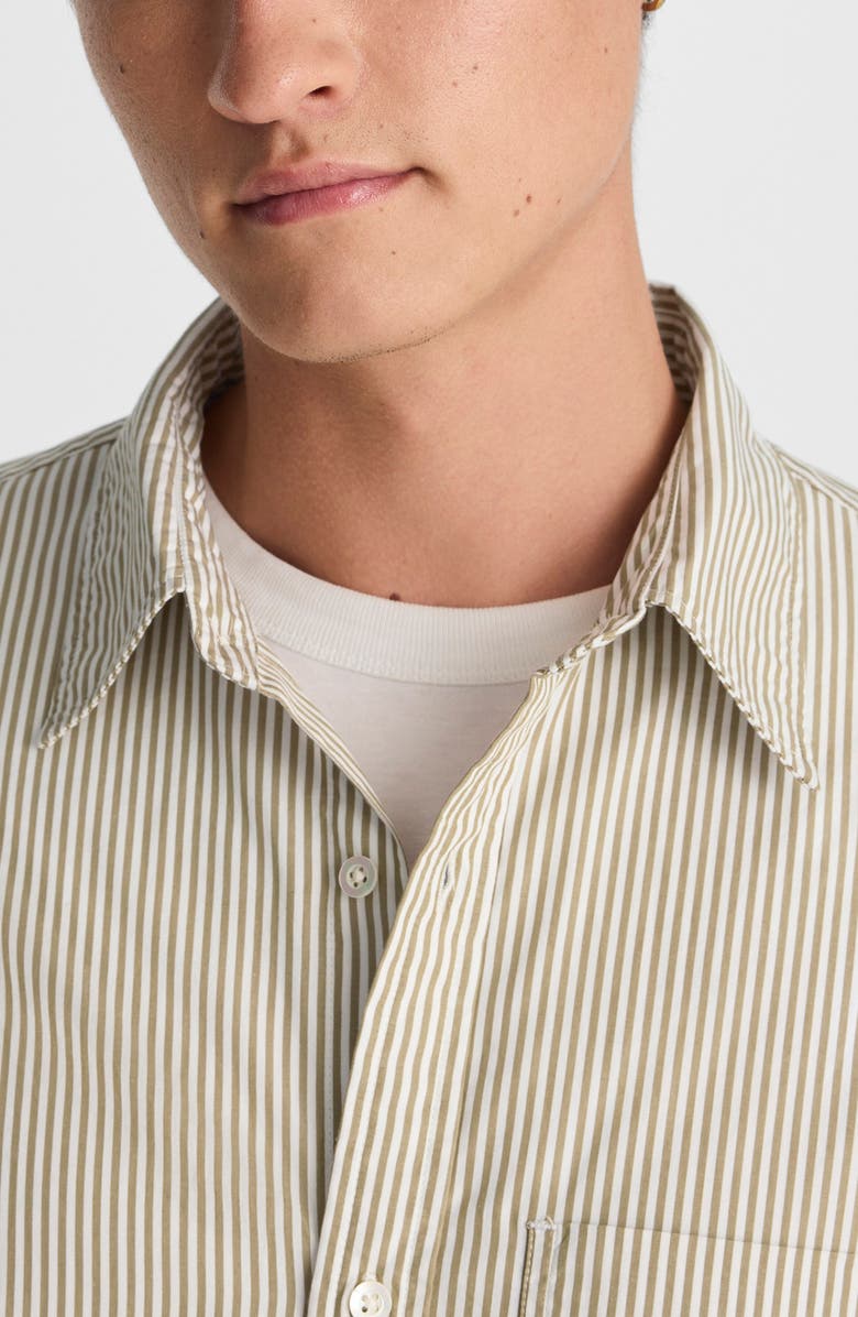Madewell Stripe Cotton Poplin Button-Up Shirt, Alternate, color, Aged Olive Stripe