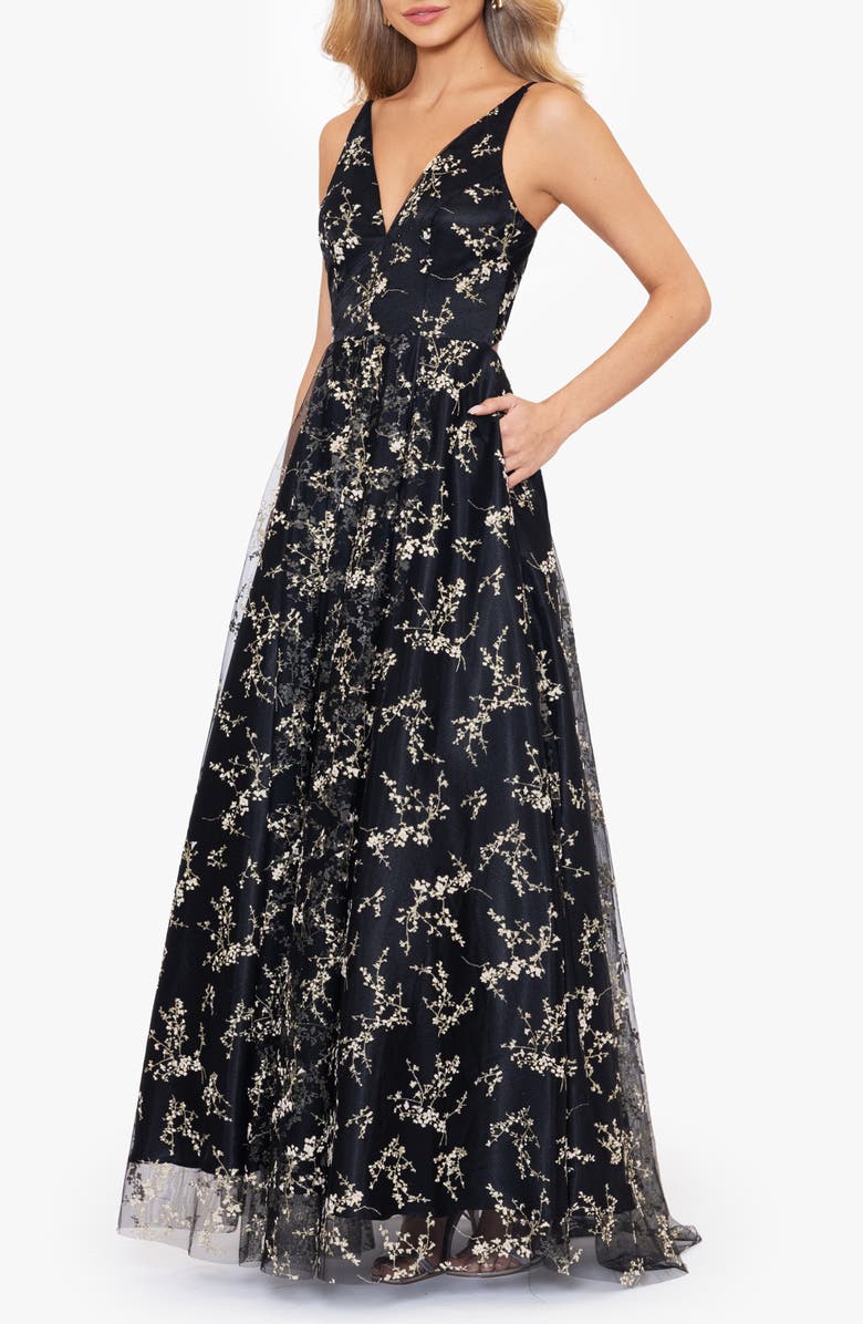 Blondie Nites Floral Embroidery A-Line Dress, Alternate, color, 