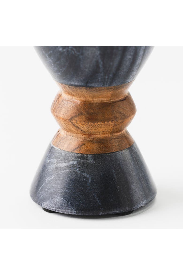 Monarch Marble & Acacia Candleholders, Alternate, color, Black