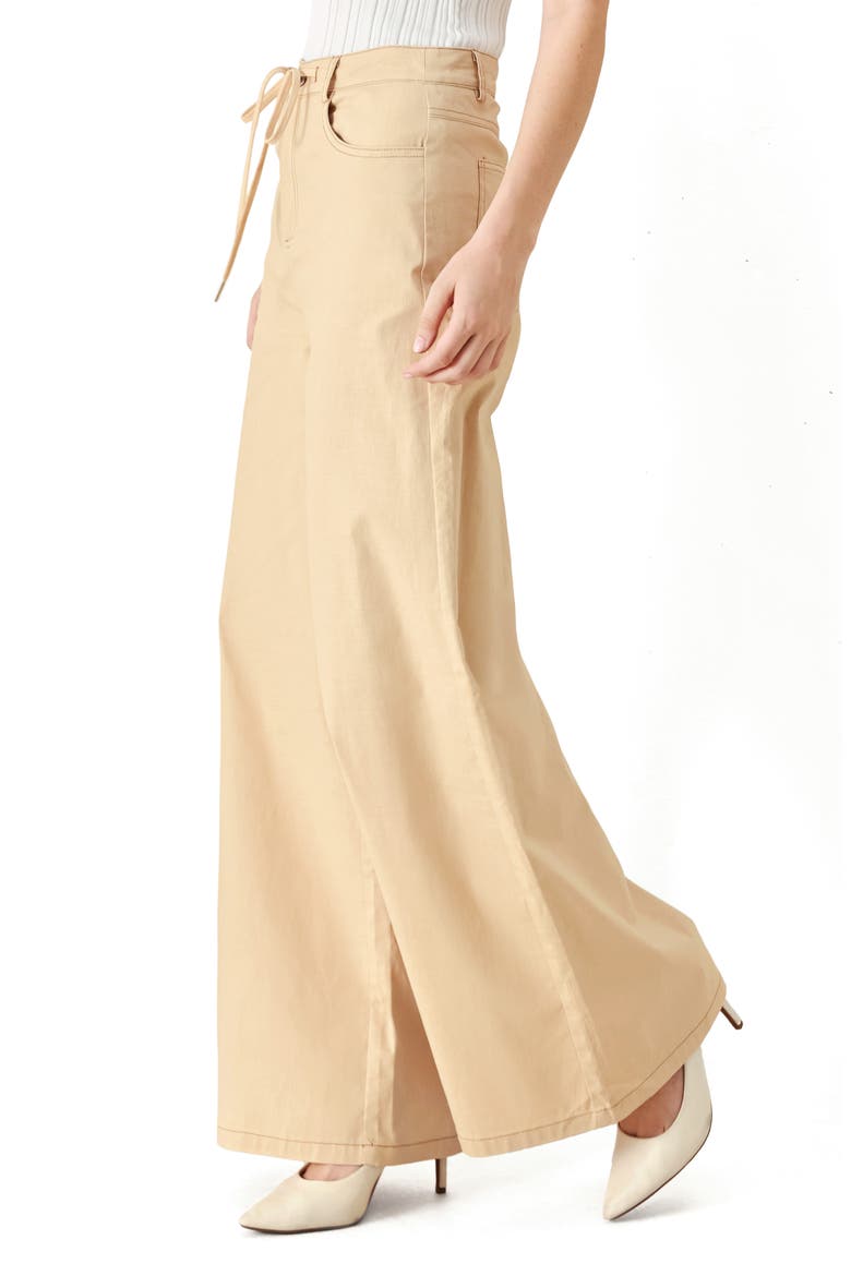 Wide Leg Stretch Cotton Pants, Alternate, color, KHAKI