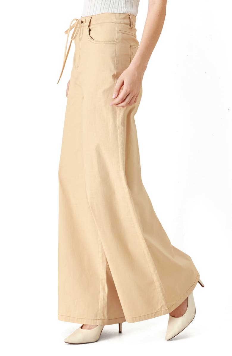 FREEMARKET Wide Leg Stretch Cotton Pants, Alternate, color, Khaki