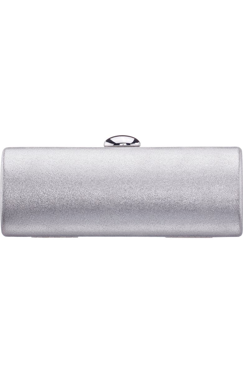 Nina Xandra Metallic Faux Leather Frame Clutch, Alternate, color, Silver