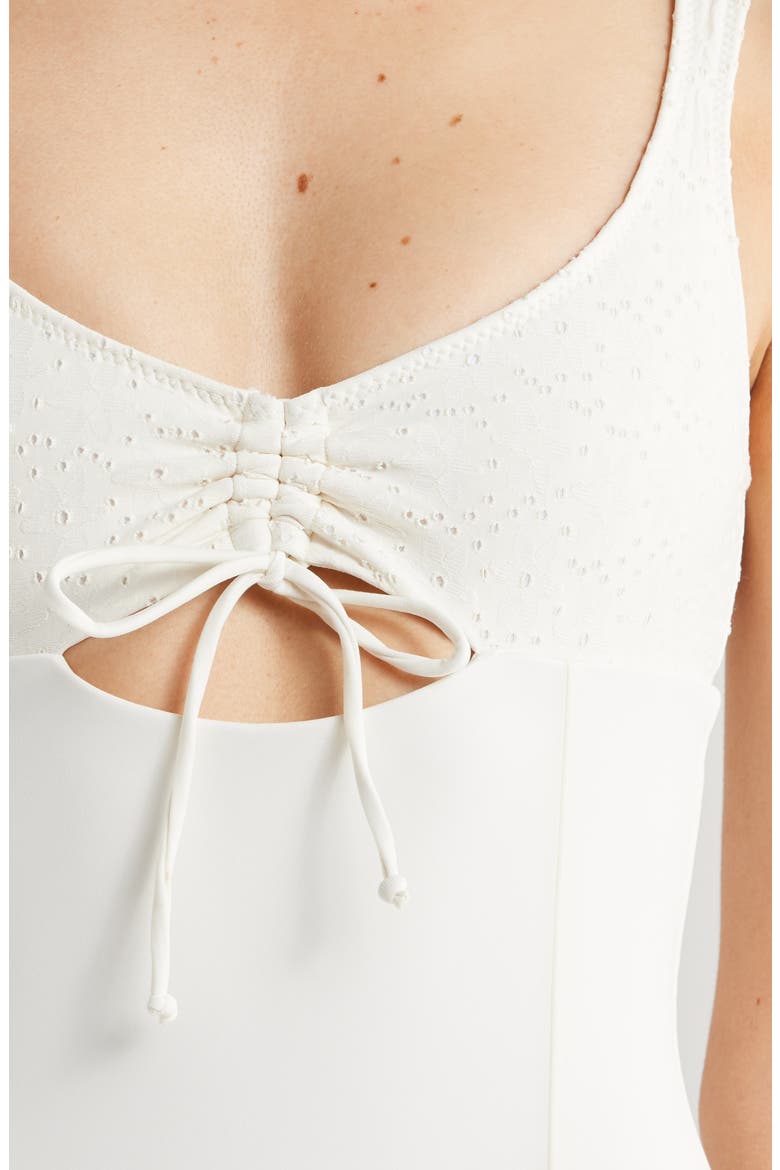 Maeve Eyelet One-Piece Swimsuit, Alternate, color, GARDENIA