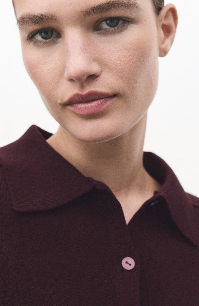 MANGO Collar Cardigan, Alternate, color, Wine