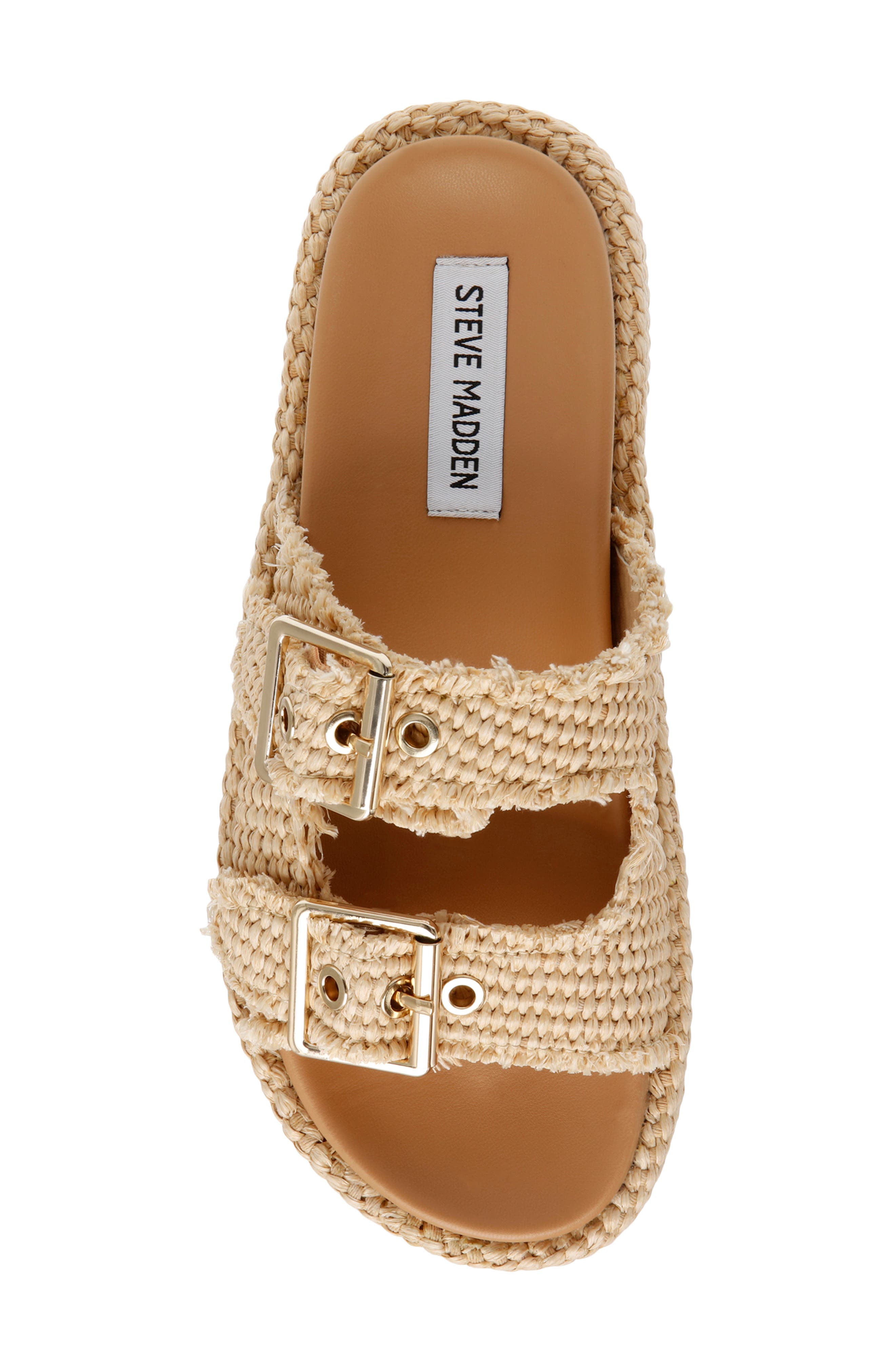Steve Madden Karrigan Raffia Platform Slide Sandal, Alternate, color, 