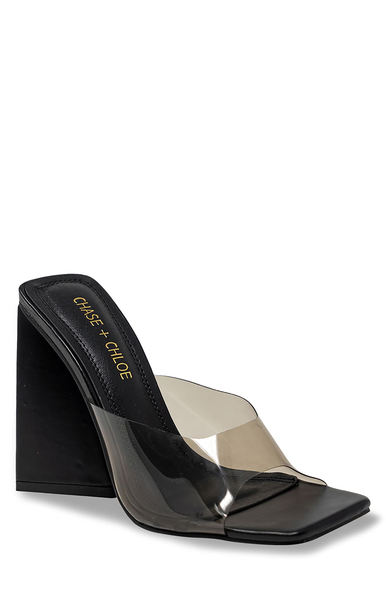 CHASE AND CHLOE Natalia Clear Strap Mule Sandal, Main, color, 