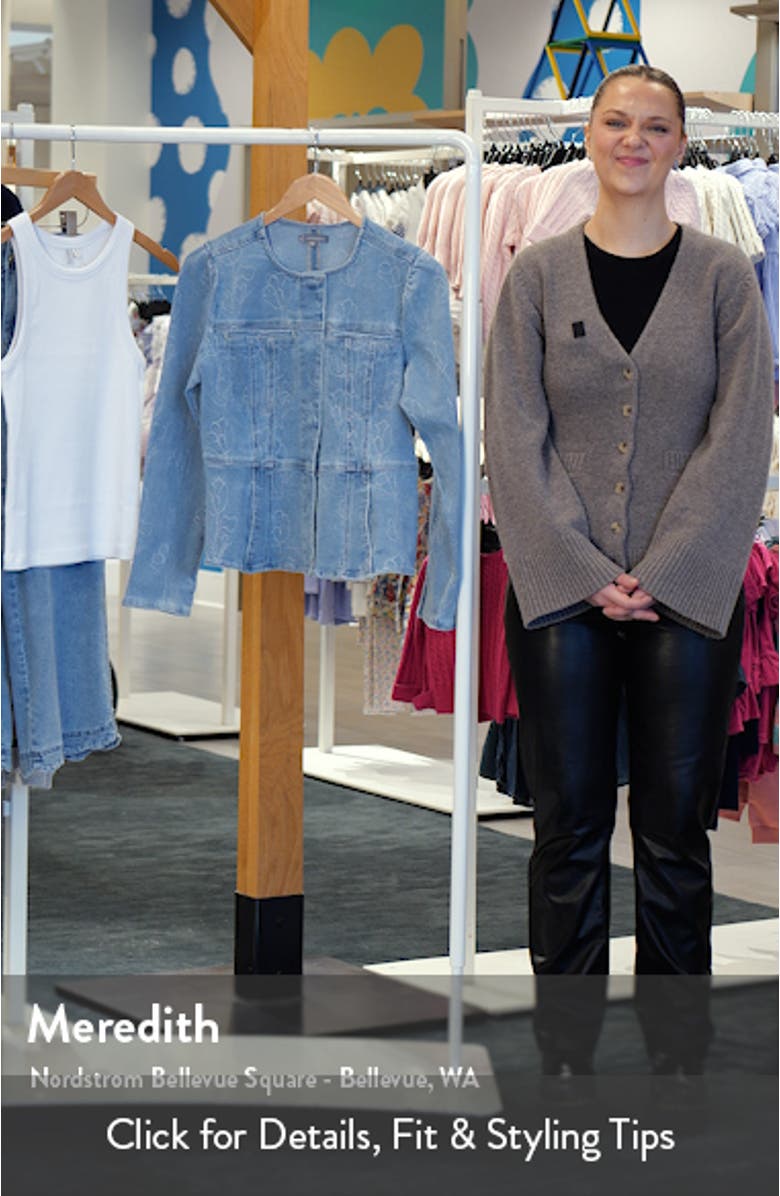 Embroidered Peplum Denim Jacket, sales video thumbnail