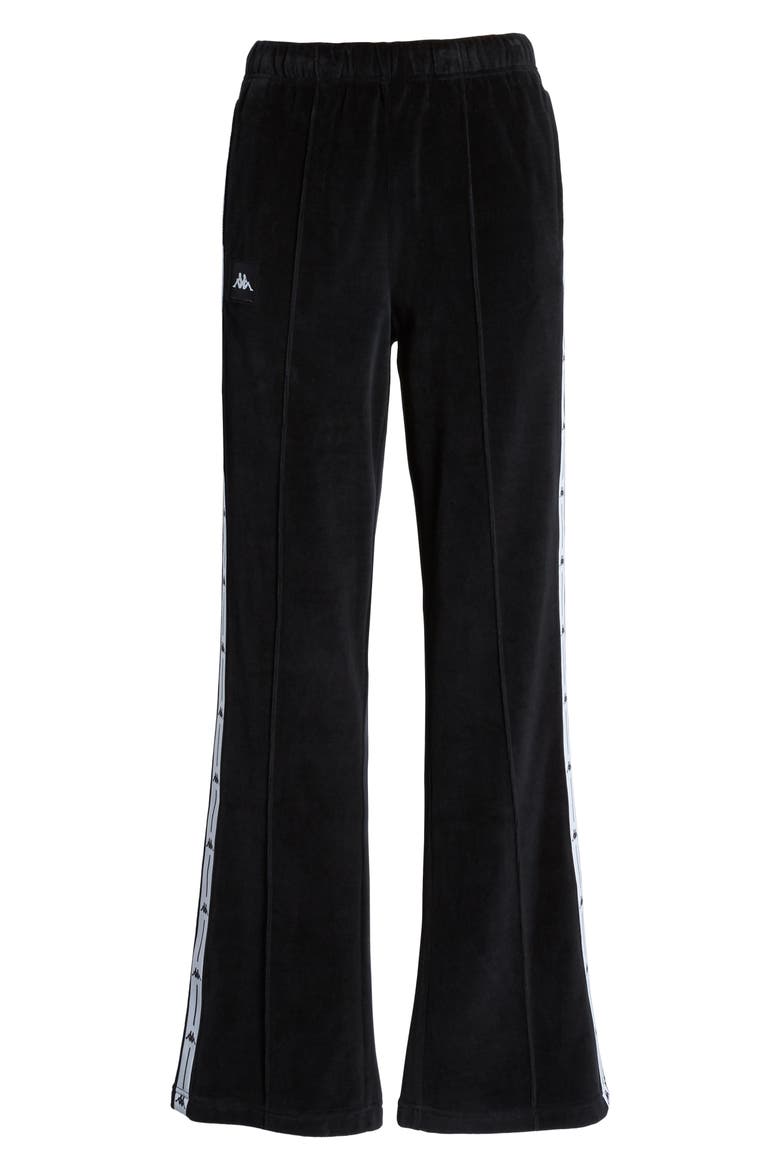 Kappa Barav Velour Track Pants, Alternate, color, BLACK/ WHITE