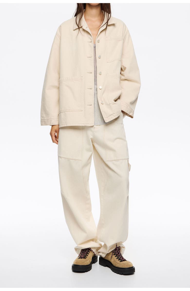 Bimba y Lola Straight Denim Jacket, Main, color, Ivory