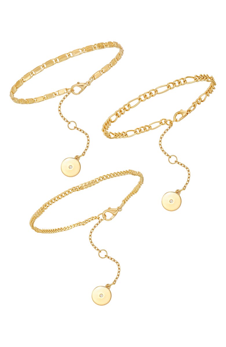 Vince Camuto Set of 3 Chain Bracelets, Main, color, Gold