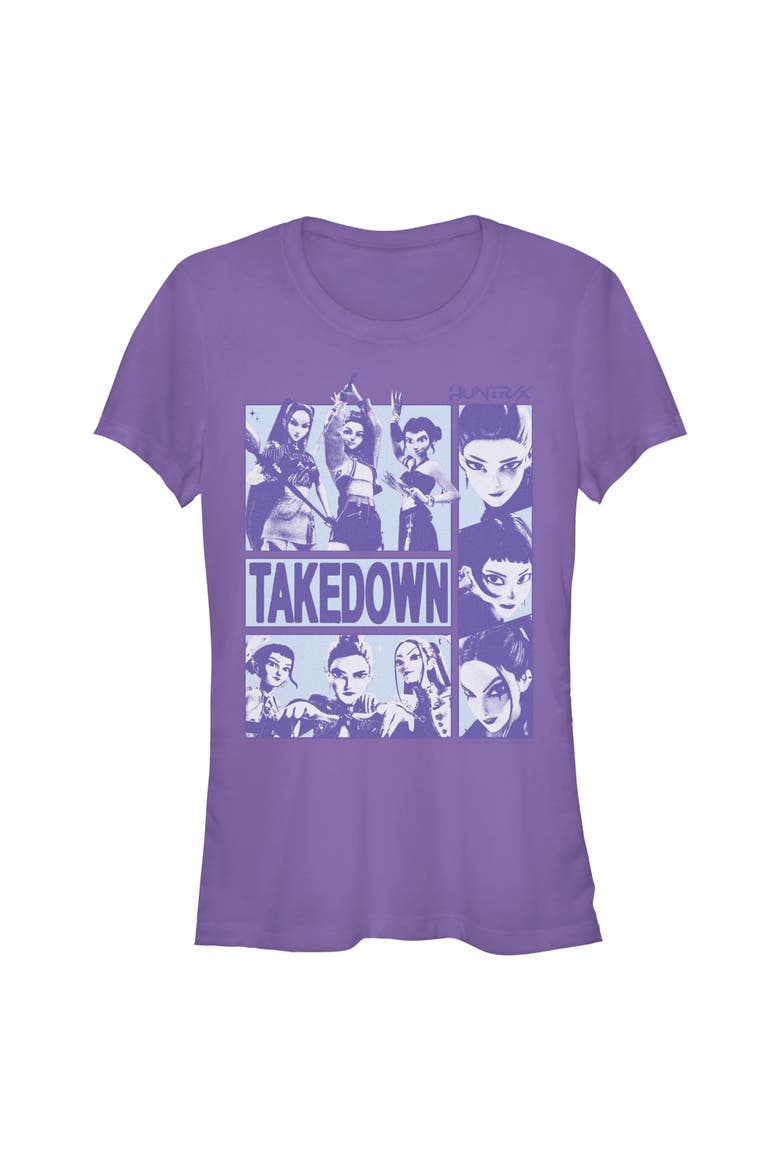 Junior's Takedown Huntrix Logo Short Sleeve Graphic T-Shirt, Main, color, Purple