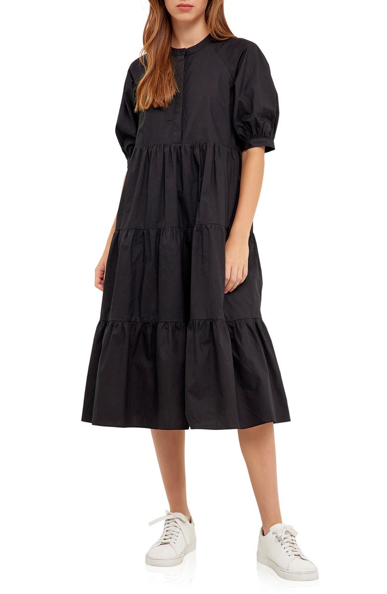 English Factory Puff Sleeve Dress, Main, color, Black